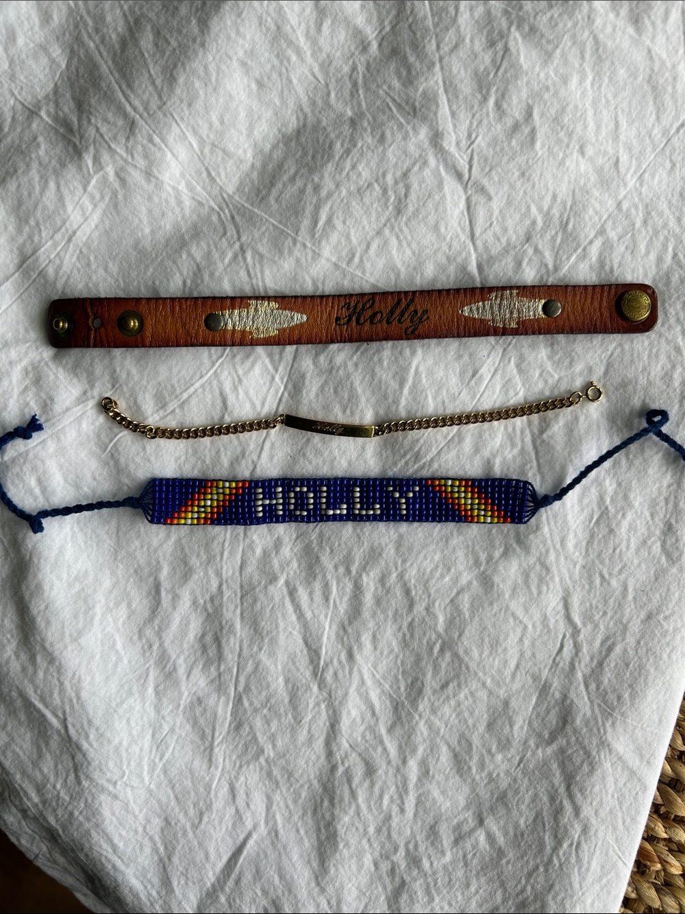 Holly bracelets.